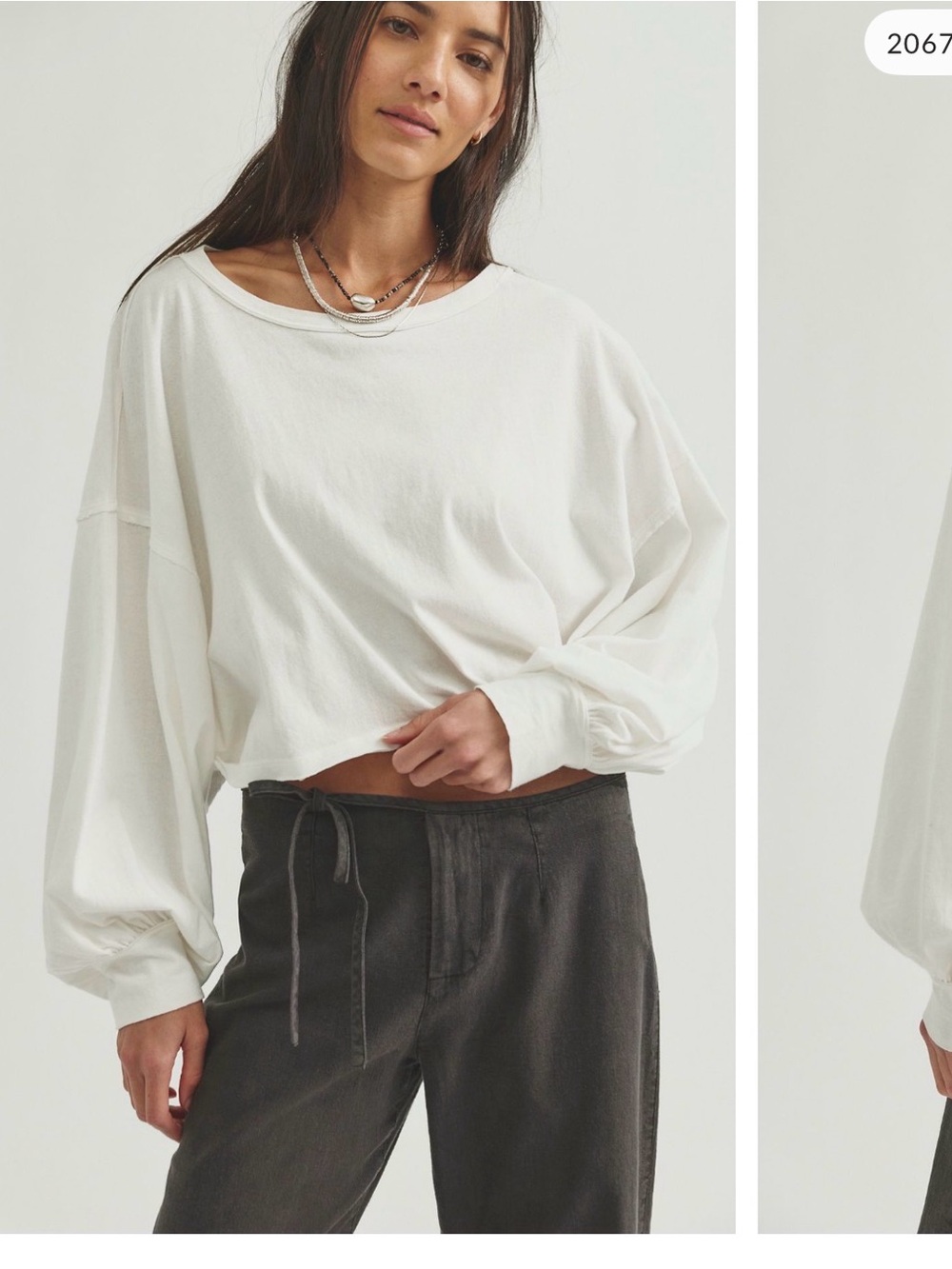 Free People -We the Free Sandy White Long-Sleeve Top M NWT